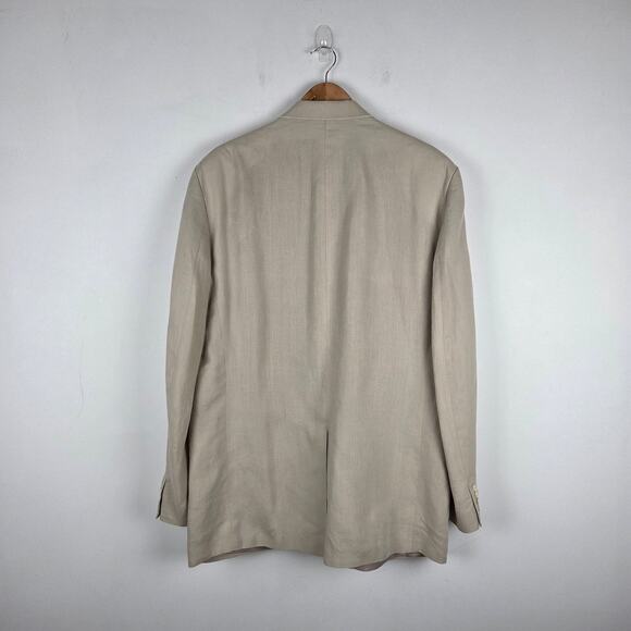 Lauren Ralph Lauren Men's Beige Linen Two-Button Blazer Size 44L Coastal Beach - Picture 5 of 10